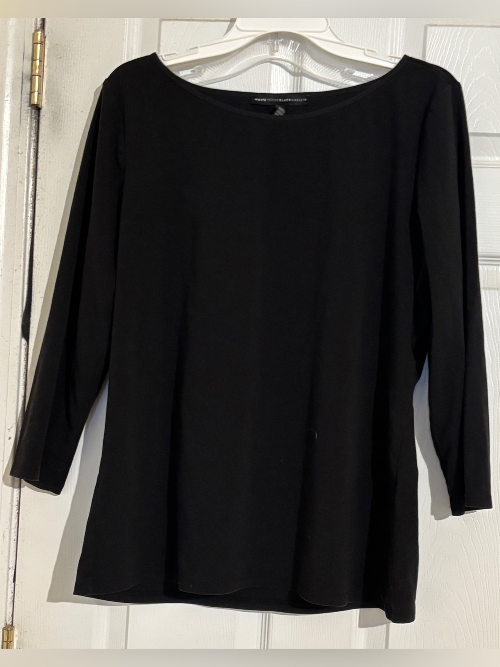 White House Black Market Black Boatneck 3/4 Sleeve Top
